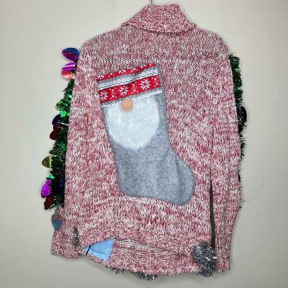 Ugly Christmas Sweater Elf LIGHTS UP Tacky Tinsel Xmas Party Winner Size Small - Picture 3 of 5